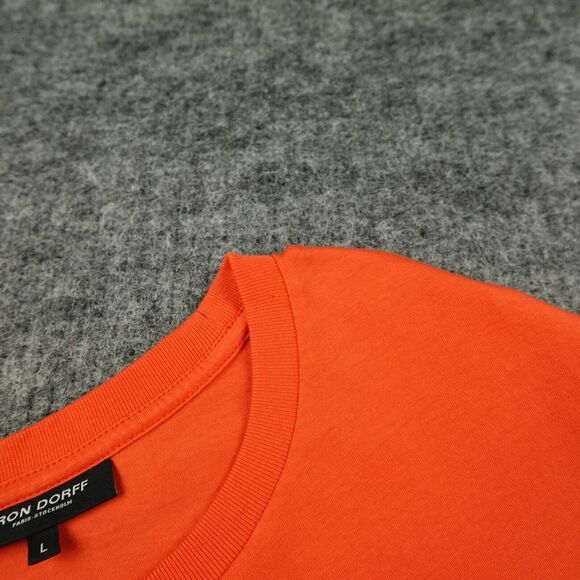 Ron Dorff T-Shirt Mens Large Orange "Discipline" Embossed Organic Cotton Casual- - Picture 10 of 12